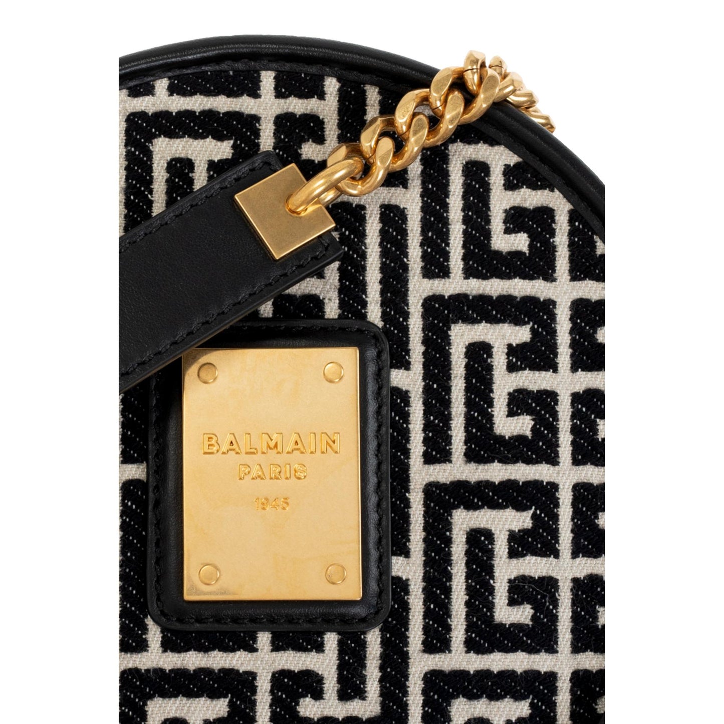 Balmain Canteen Black/Ivory Jacquard Logo Bag WN1CE654