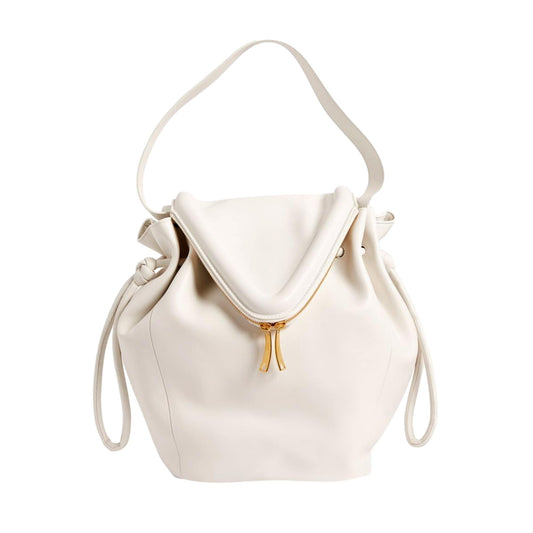 Bottega Veneta Beak Large Ivory Calfskin Shoulder Bag 666511