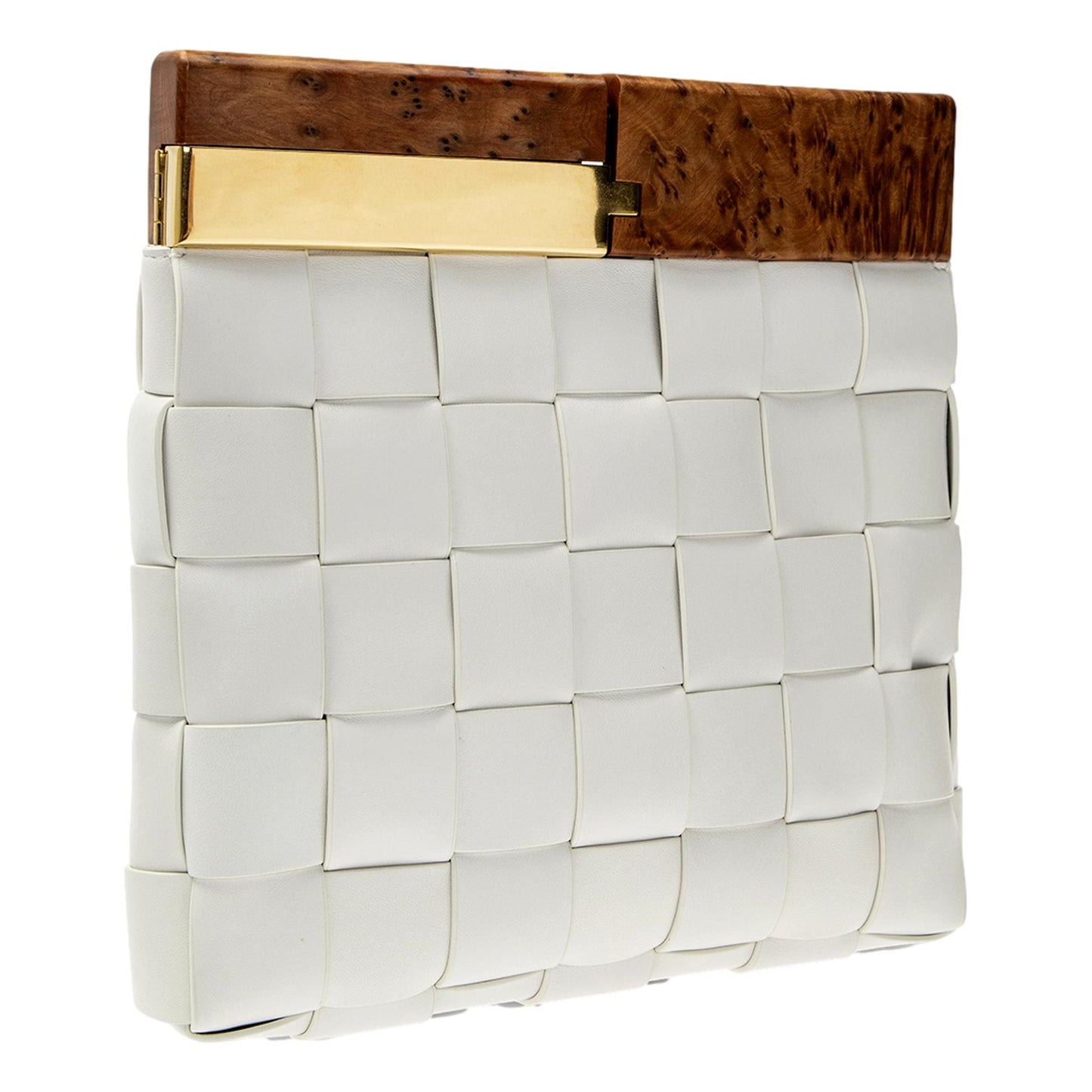 Bottega Veneta 'BV SNAP' White Clutch