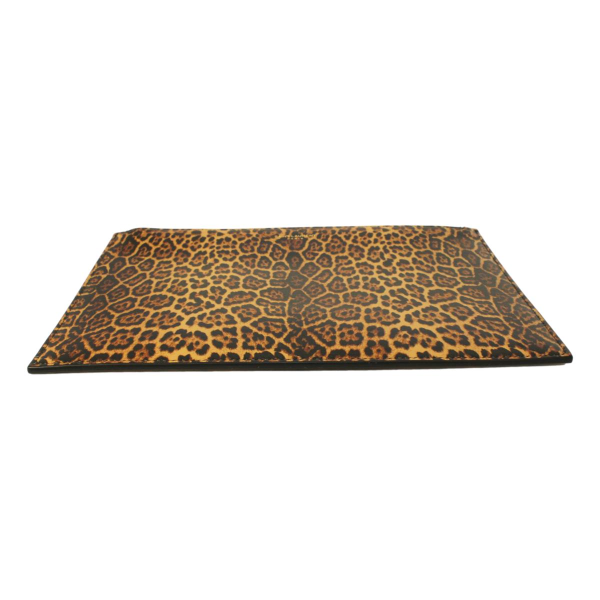 Saint Laurent Leopard Printed Calfskin Leather Medium Pouch 635098