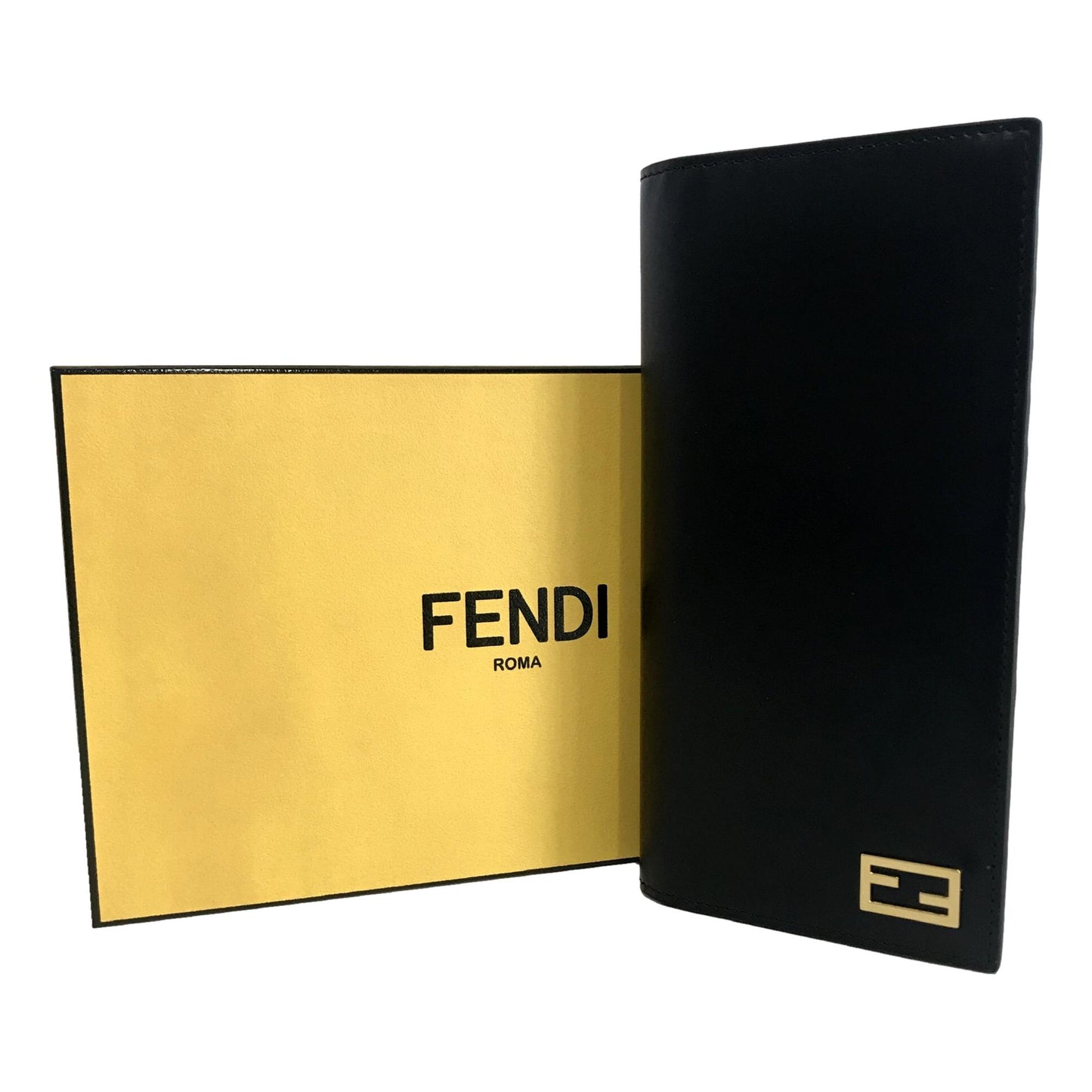 Fendi Baguette Nero Palmellato Leather Continental Vertical Wallet 7M0186