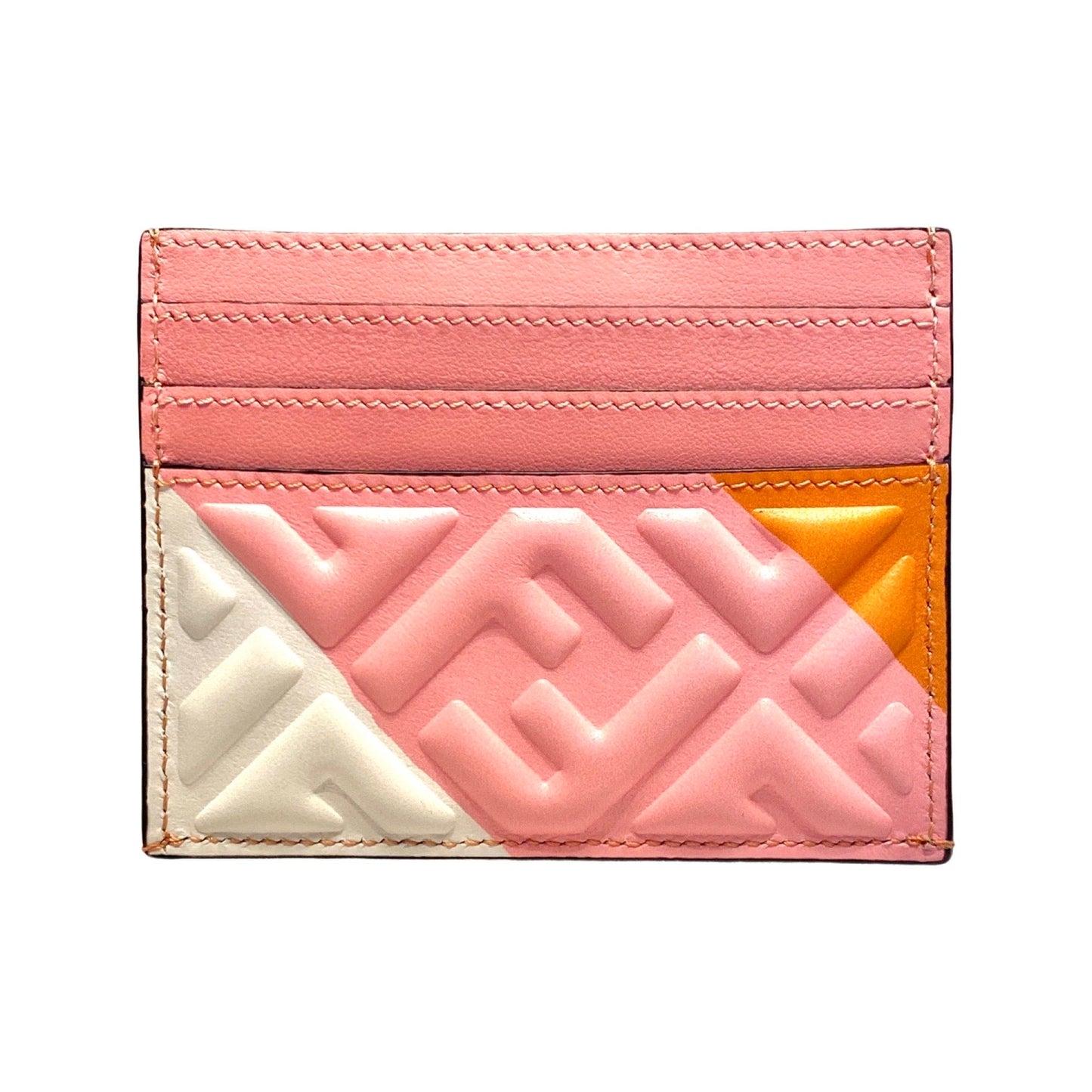 Fendi Baguette Pink Stripe Leather Card Holder Wallet 8M0423