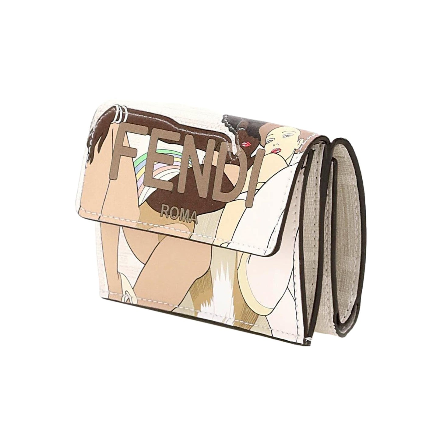 Fendi 'Bikini Girls' Coated Canvas and Calf Leather Small Trifold Wallet