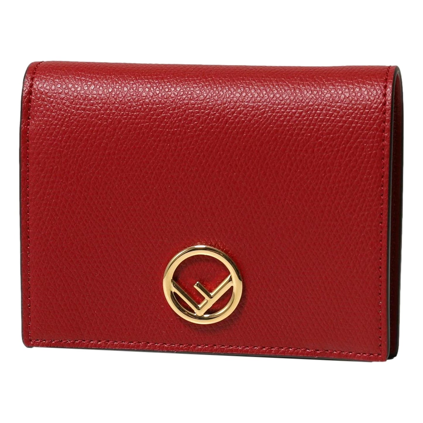 Fendi Calf Leather F Logo Barola Red Leather Small Wallet 8M0387