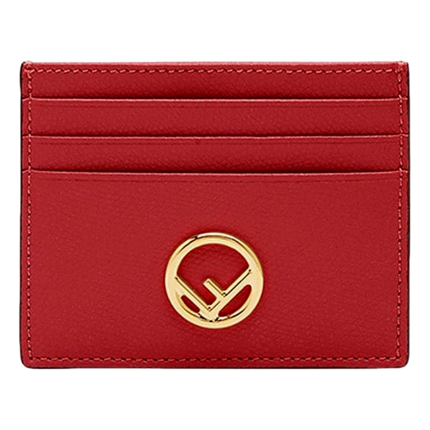 Fendi F Logo Fragola Red Leather Card Case Wallet 8M0445