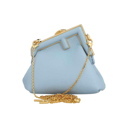 Fendi First Blue Leather Nano Coin Purse Charm 7AS051