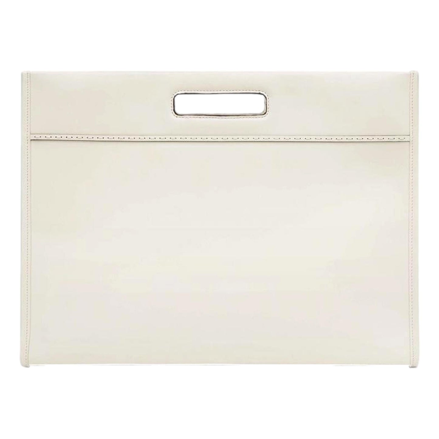 Fendi Logo 2-Way Smooth Ivory Leather Tote Bag 7VA480