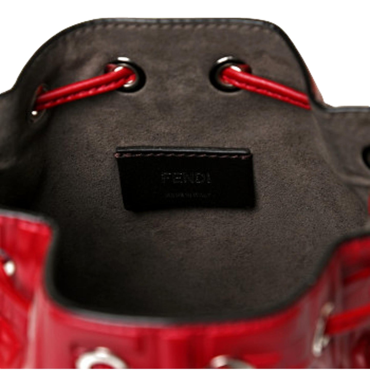 Fendi Mon Tresor Fragola Red Embossed Leather Mini Bucket Bag