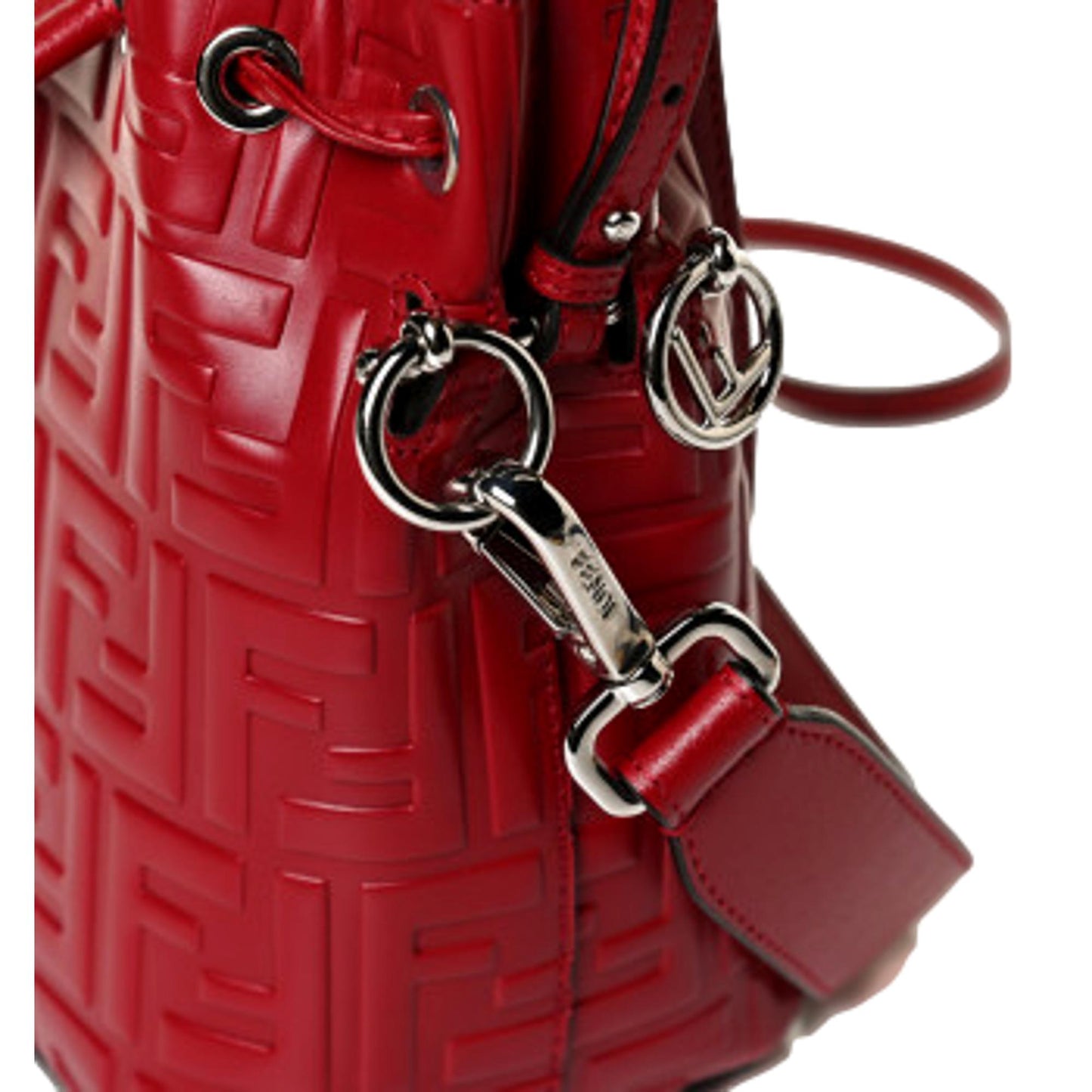 Fendi Mon Tresor Fragola Red Embossed Leather Mini Bucket Bag