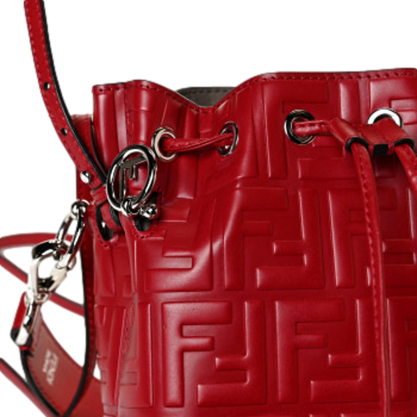 Fendi Mon Tresor Fragola Red Embossed Leather Mini Bucket Bag