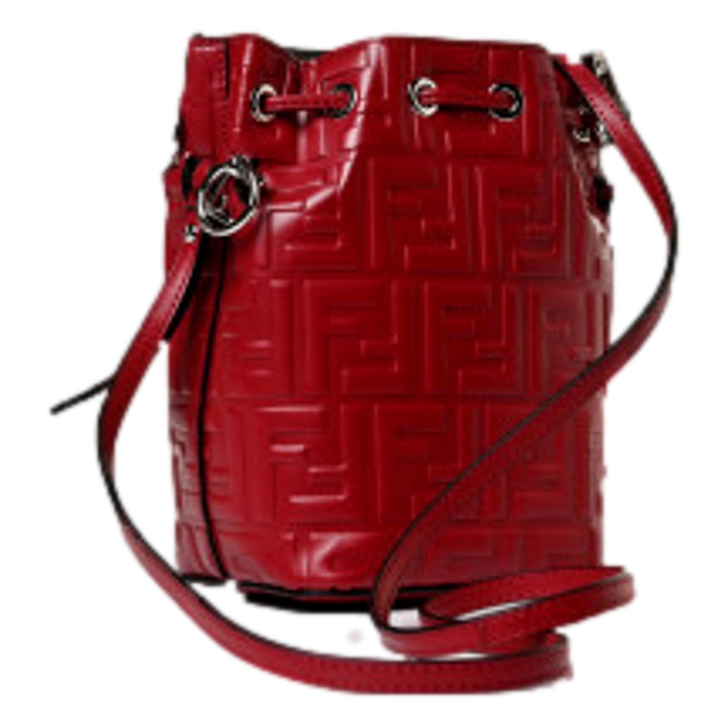 Fendi Mon Tresor Fragola Red Embossed Leather Mini Bucket Bag