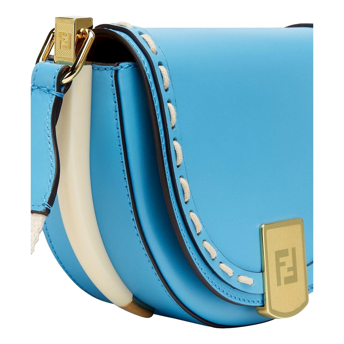 Fendi Moonlight Cyber Blue Leather Satchel Crossbody Bag