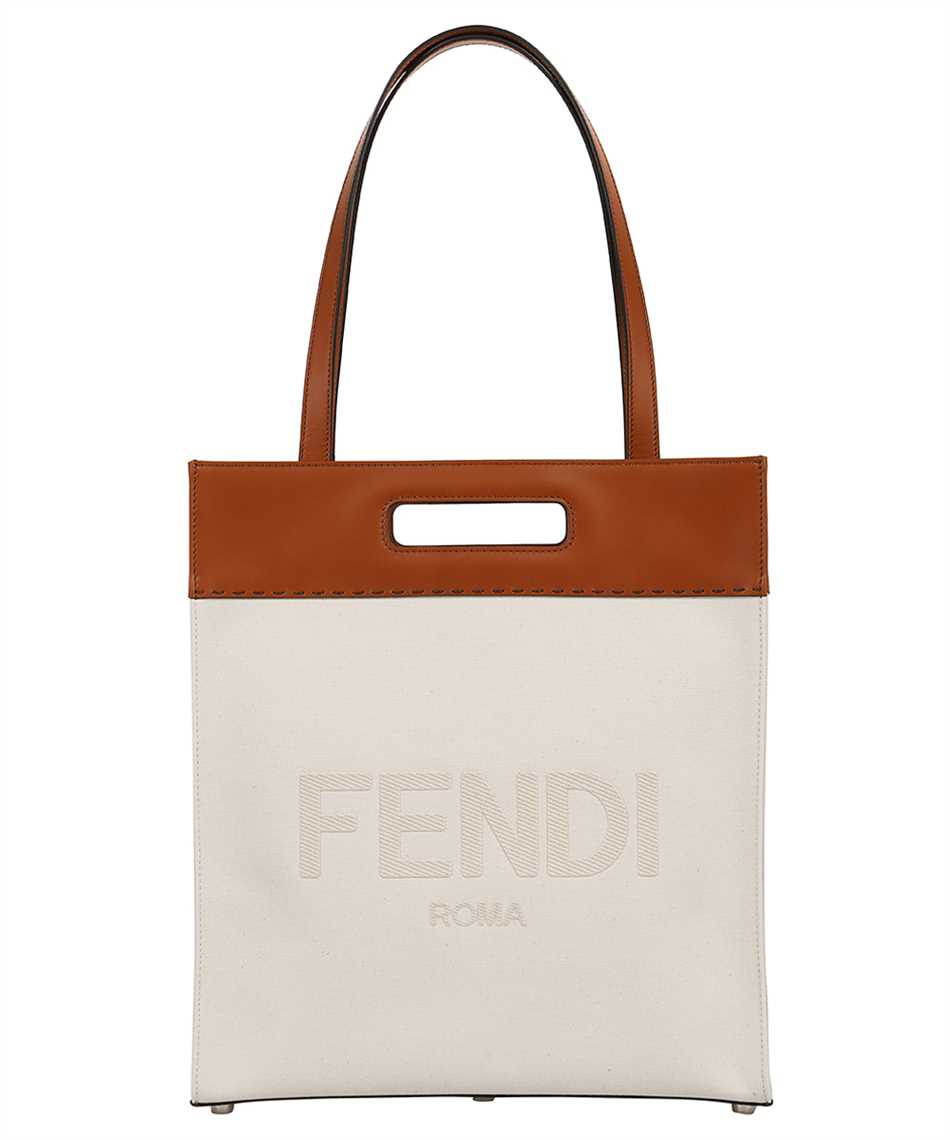 Fendi Roma Brand Embroidered Canvas And Leather Tote Bag 7VA481