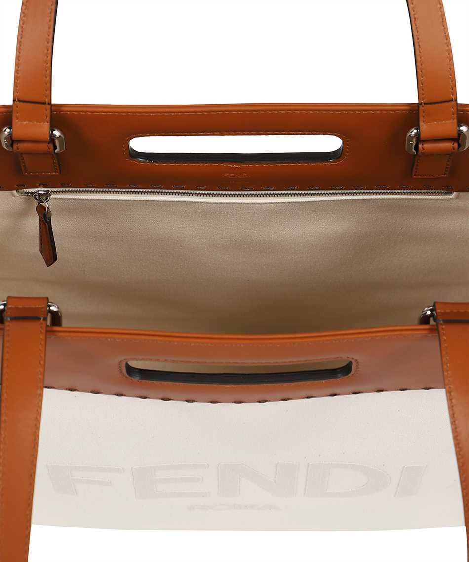 Fendi Roma Brand Embroidered Canvas And Leather Tote Bag 7VA481