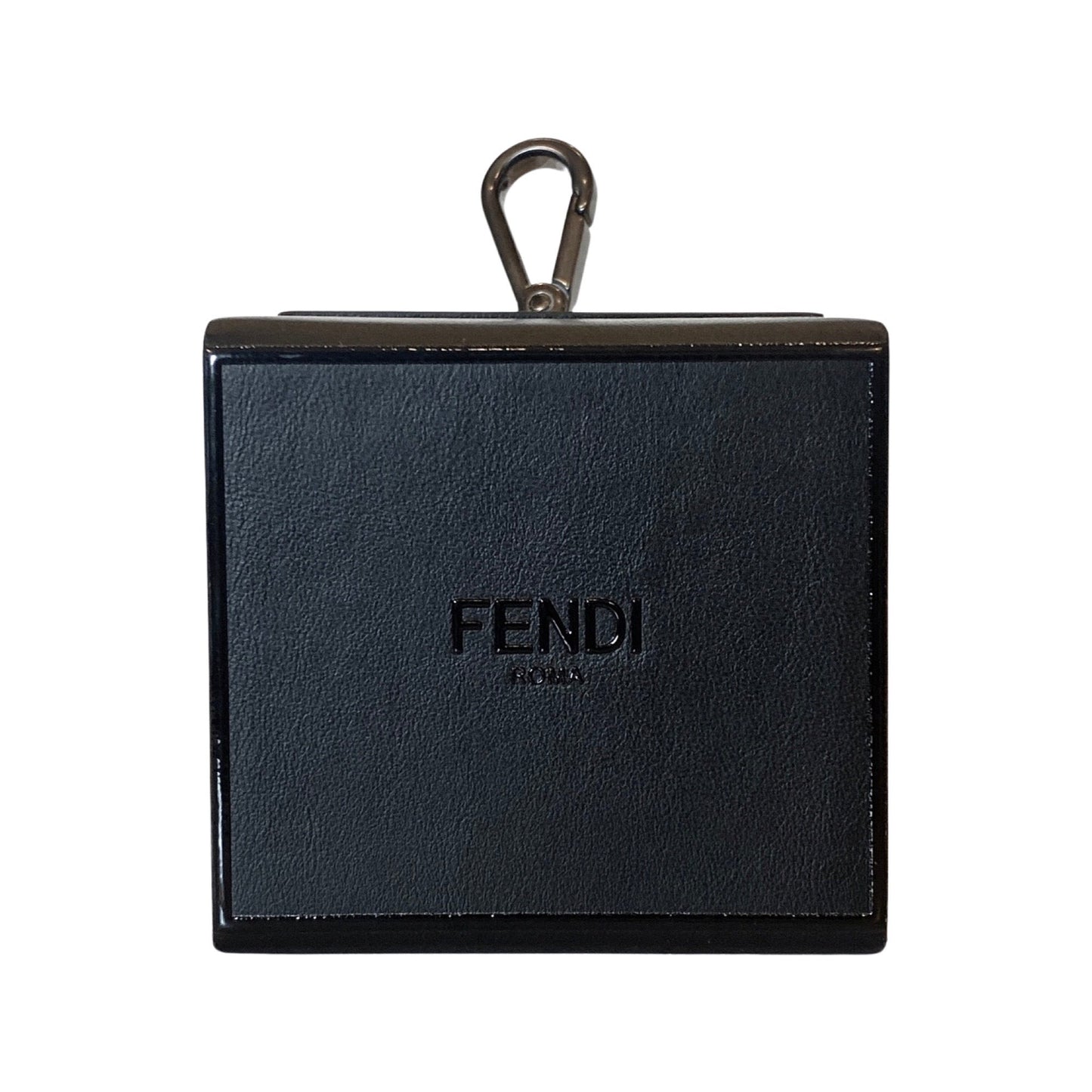 Fendi Roma Mini Box Black Leather Key Ring Charm 7AR894