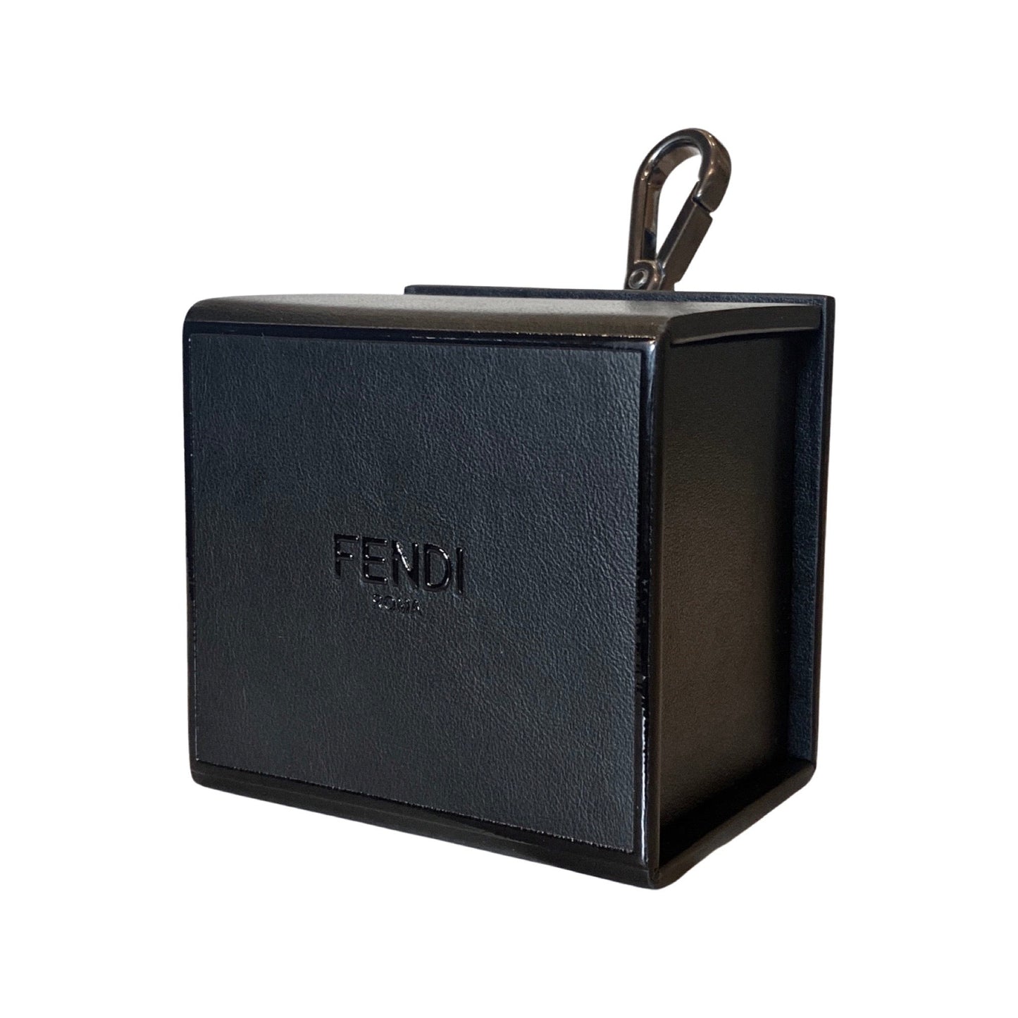 Fendi Roma Mini Box Black Leather Key Ring Charm 7AR894