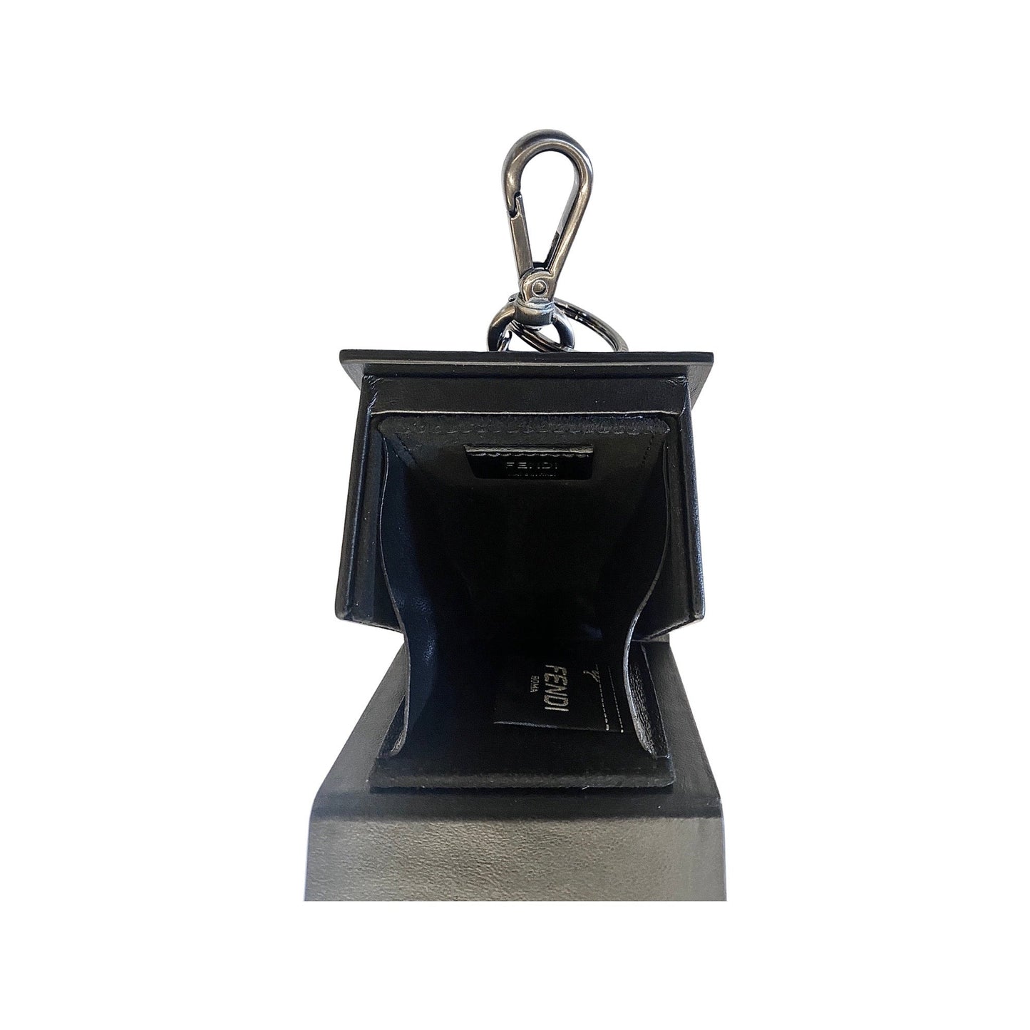 Fendi Roma Mini Box Black Leather Key Ring Charm 7AR894