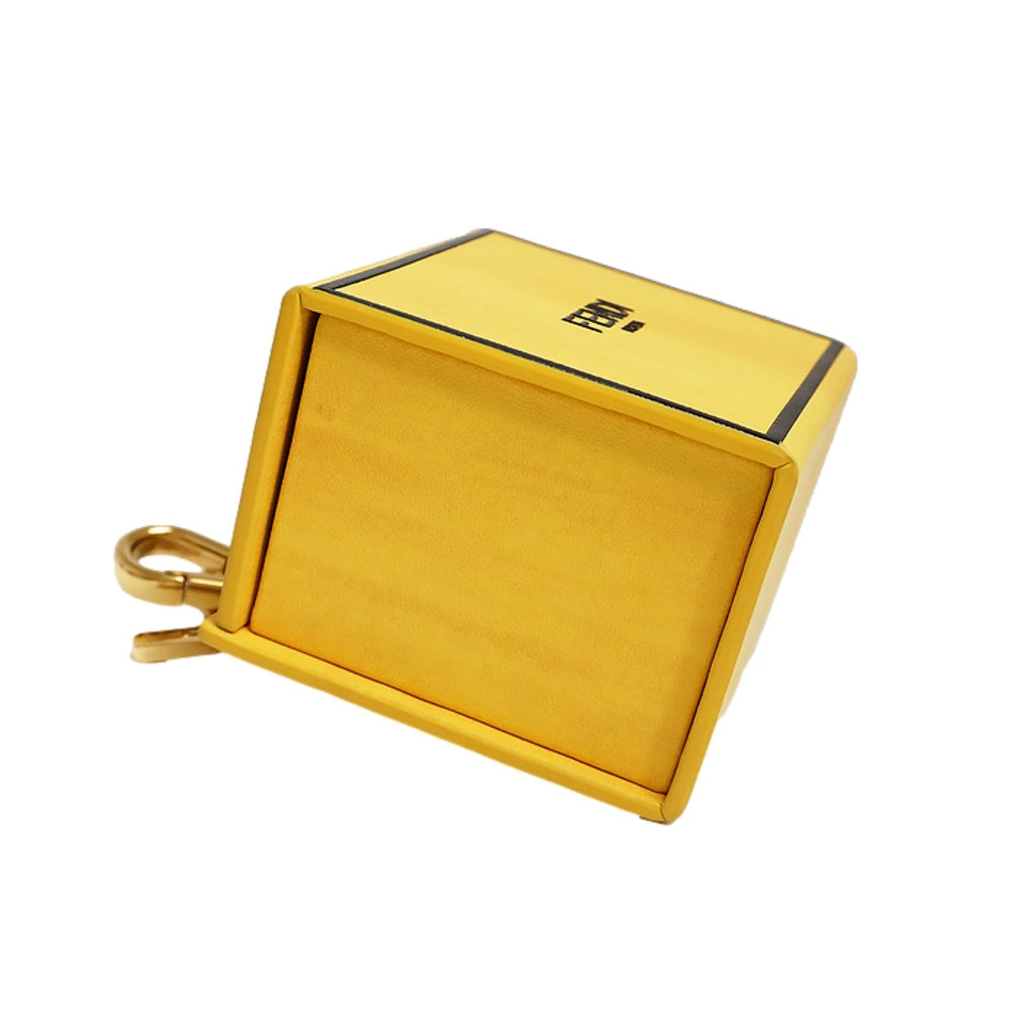 Fendi Roma Mini Box Yellow Leather Key Ring Charm 7AR894