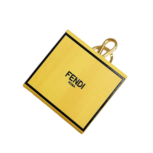 Fendi Roma Mini Box Yellow Leather Key Ring Charm 7AR894