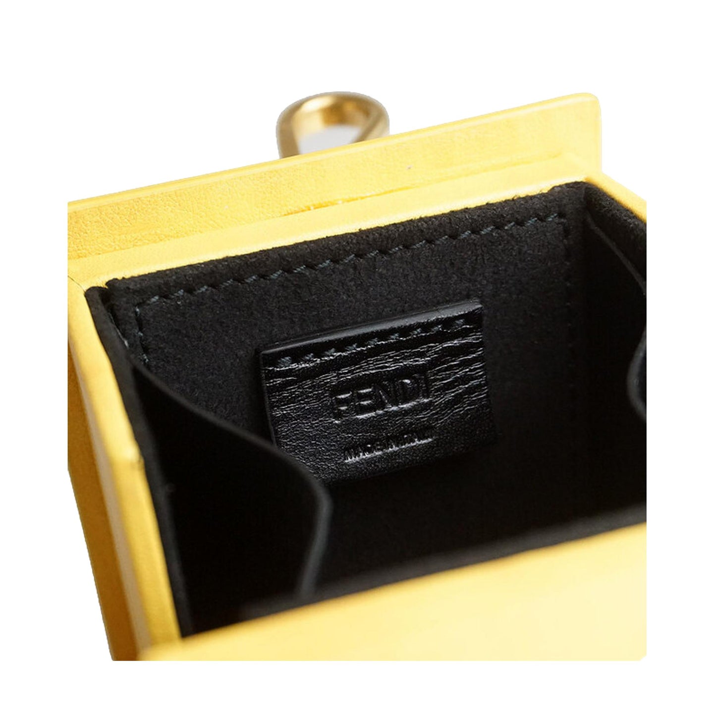 Fendi Roma Mini Box Yellow Leather Key Ring Charm 7AR894