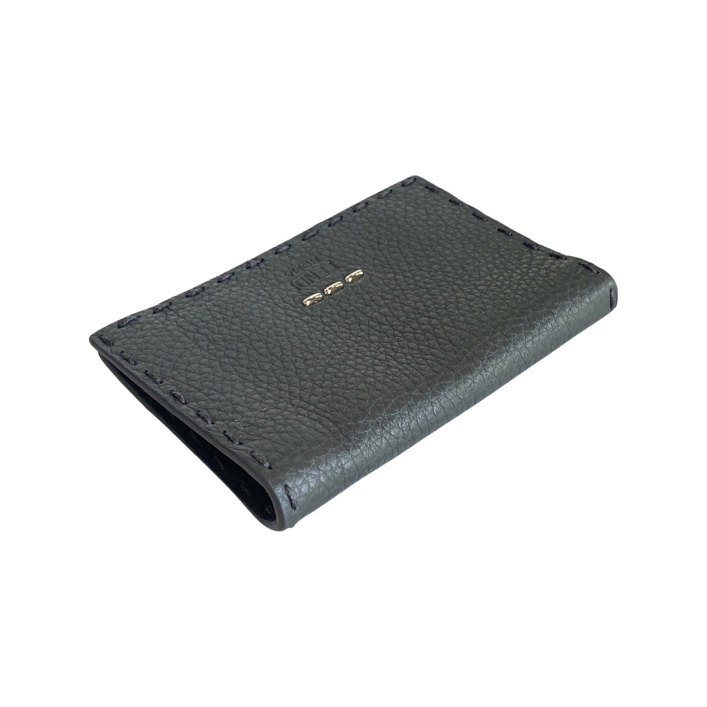 Fendi Selleria Gray Calf Leather Vertical Bifold Wallet 7M0262