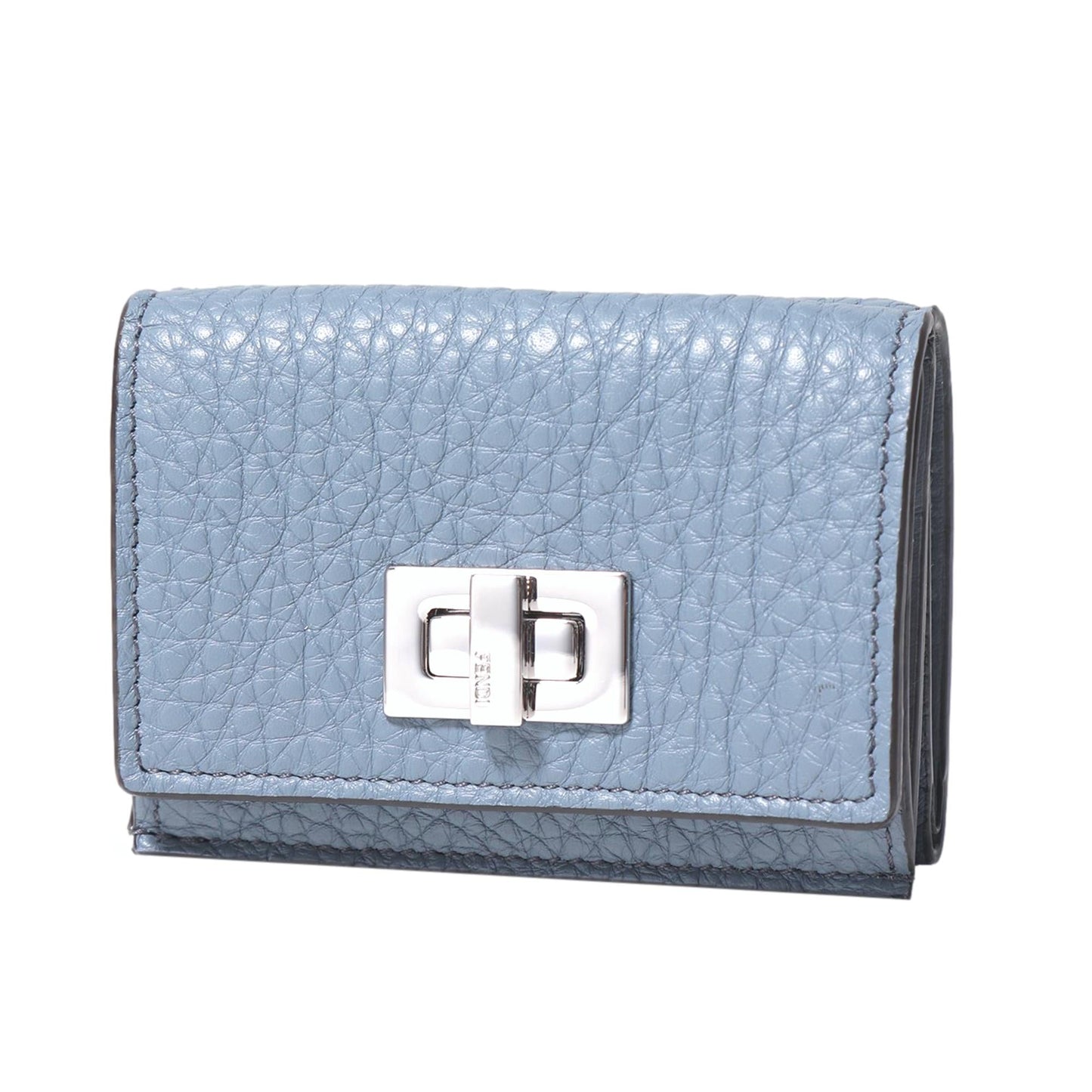 Fendi Selleria Leather Sky Blue Micro Trifold Wallet