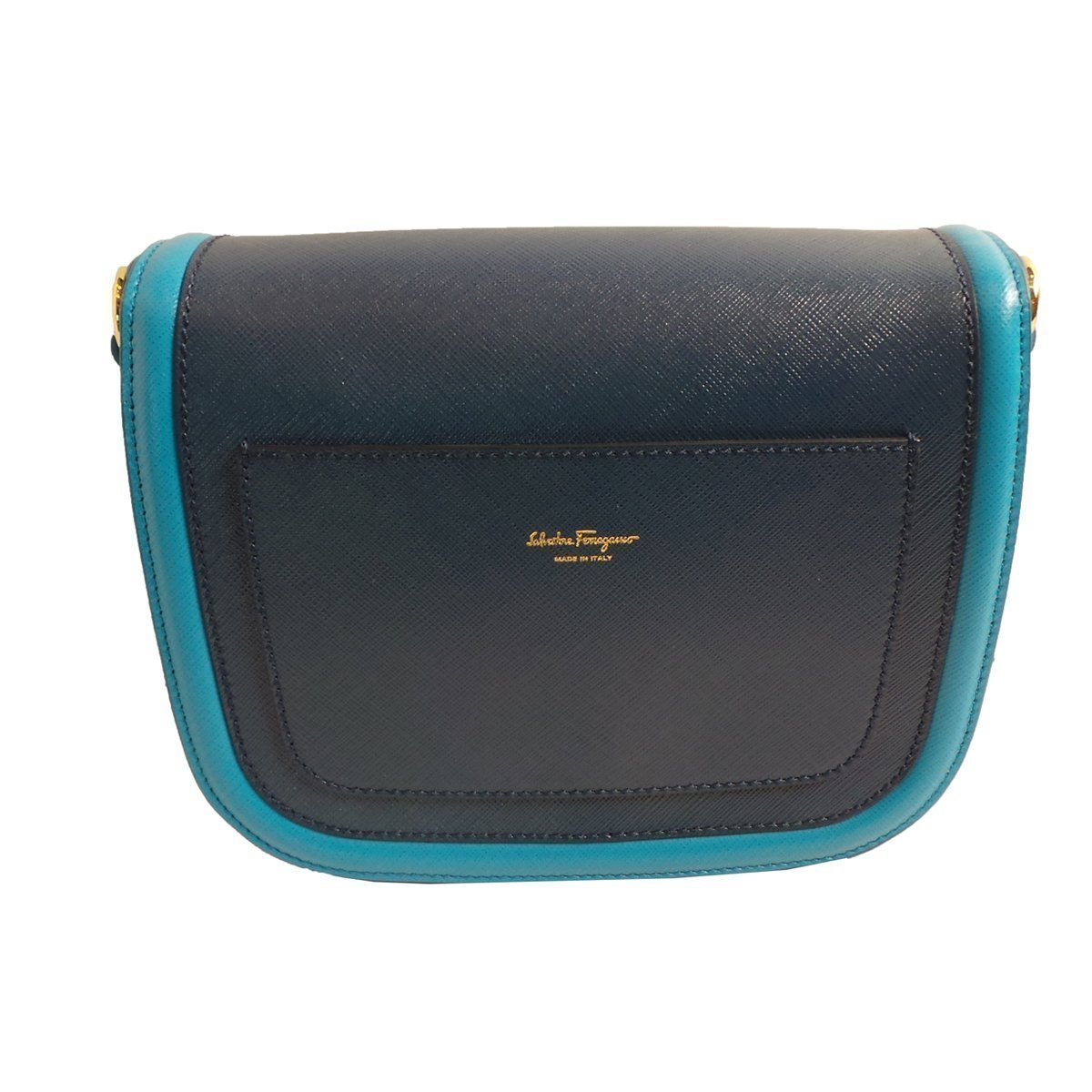 Ferragamo Greta Blue Cross Grain Calf Leather Gancini Crossbody G20301