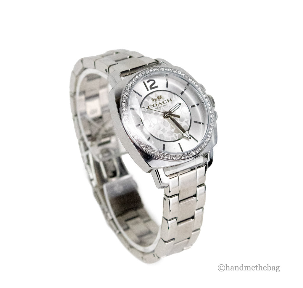 Coach (14503140) Boyfriend Crystal Bezel Logo Dial Silver Stainless Steel Watch