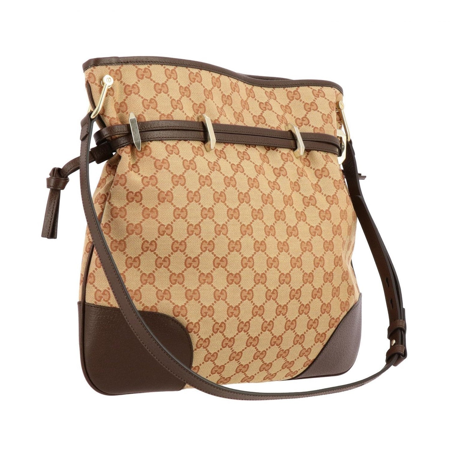 Gucci 1955 Horsebit Beige Canvas Drawstring Messenger Bag 602089