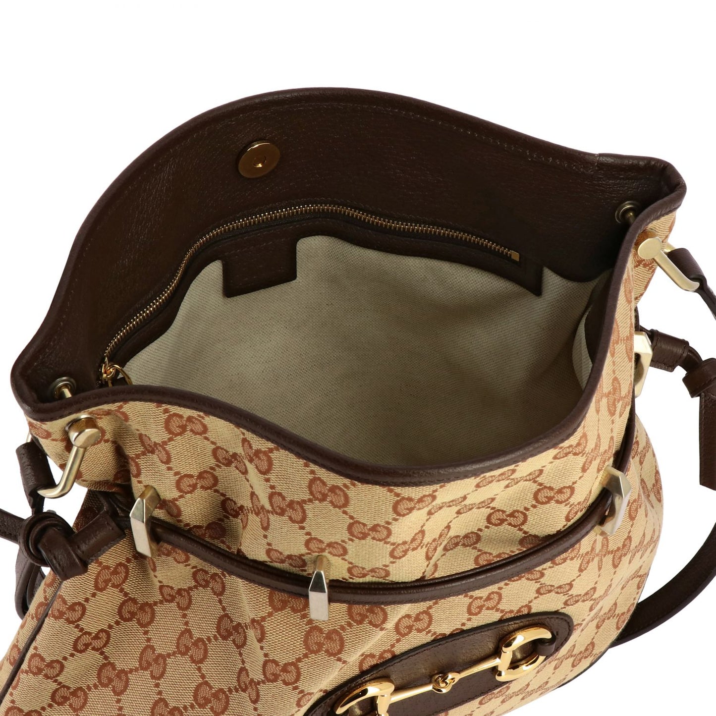 Gucci 1955 Horsebit Beige Canvas Drawstring Messenger Bag 602089