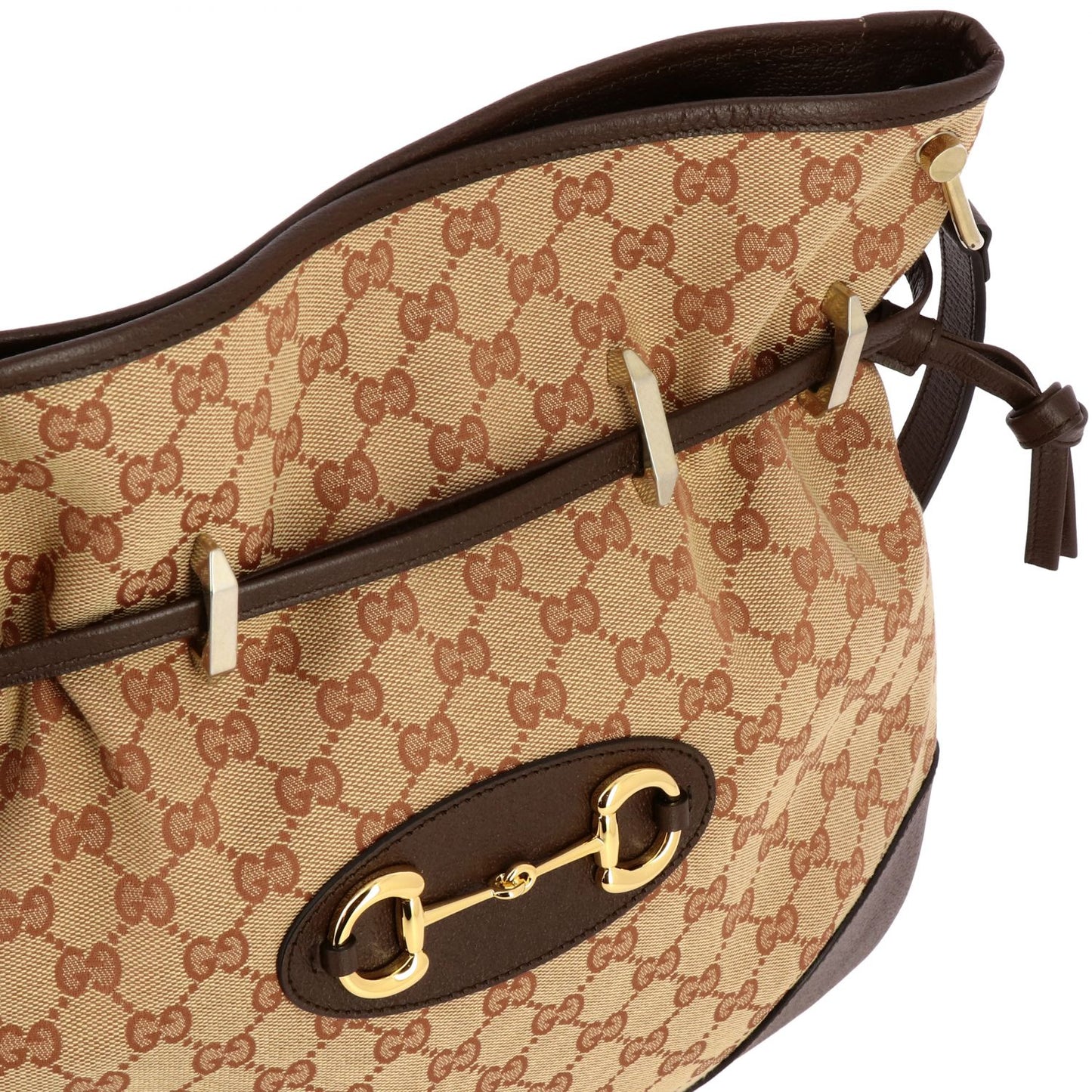 Gucci 1955 Horsebit Beige Canvas Drawstring Messenger Bag 602089