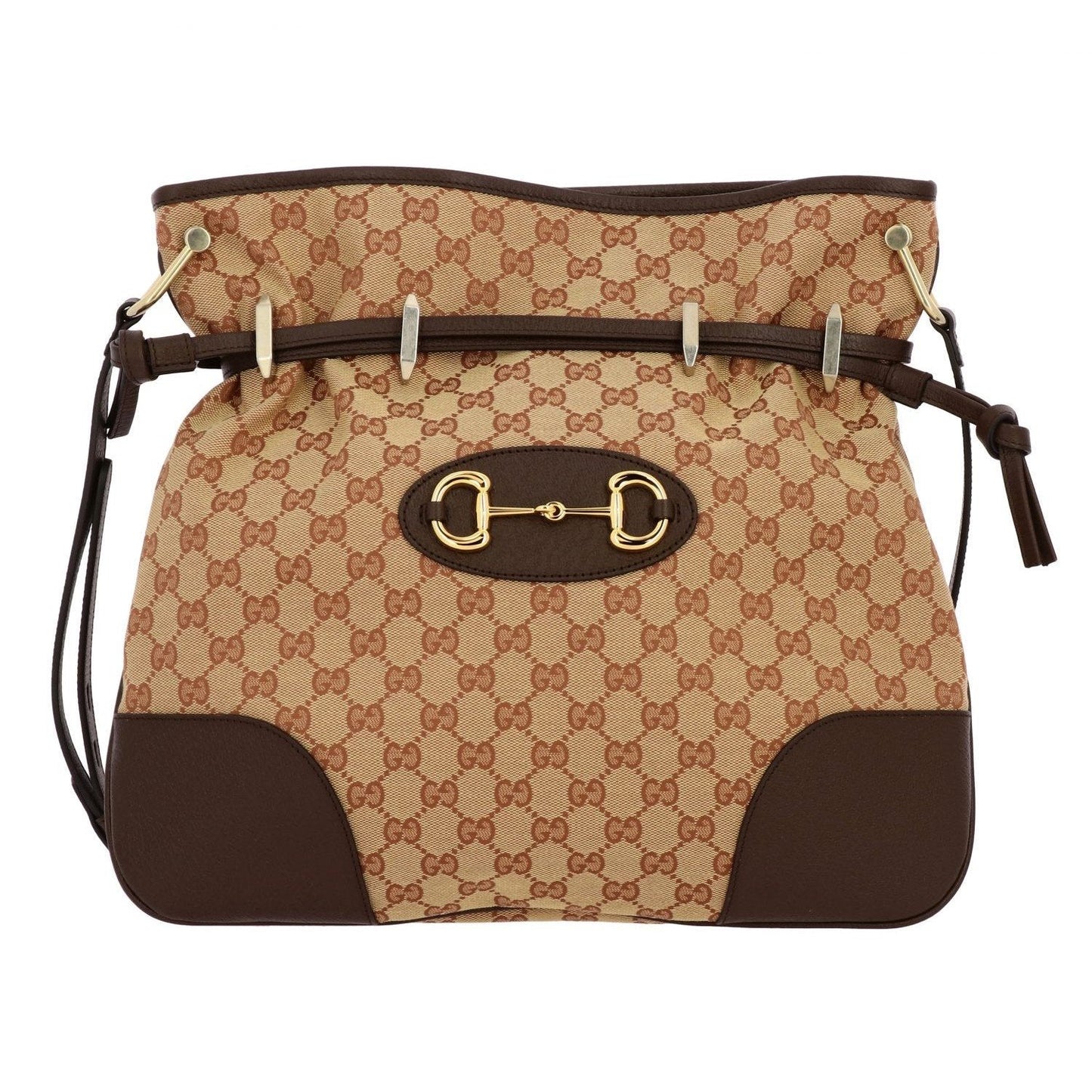 Gucci 1955 Horsebit Beige Canvas Drawstring Messenger Bag 602089