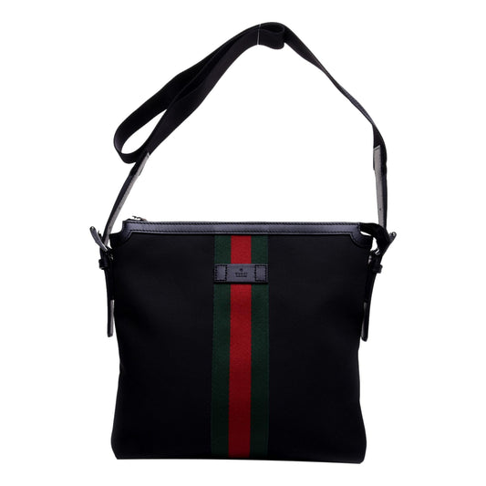 Gucci Black Canvas Web Stripe Crossbody Bag 631199