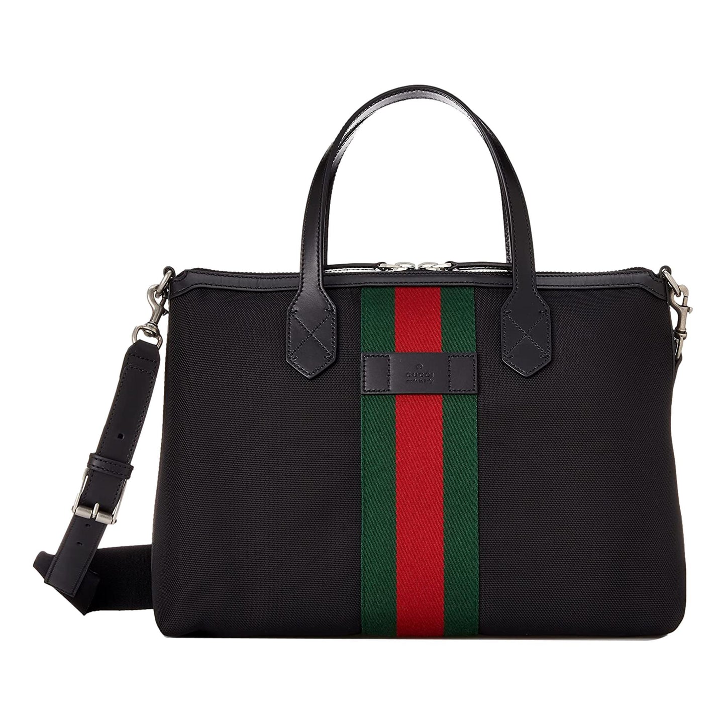 Gucci Black Canvas Web Stripe Large Tote Handbag 619750