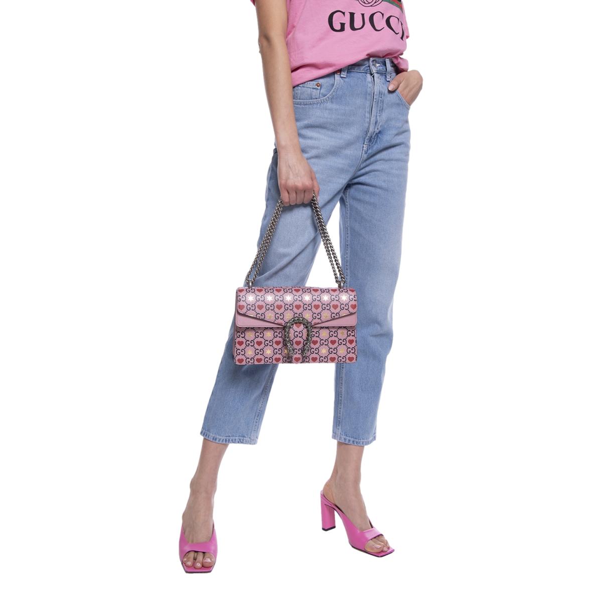 Gucci Dionysus Valentine Pink Hearts Calfskin Shoulder Bag 400249