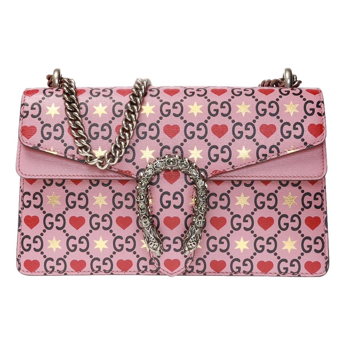 Gucci Dionysus Valentine Pink Hearts Calfskin Shoulder Bag 400249