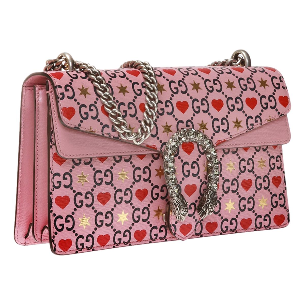 Gucci Dionysus Valentine Pink Hearts Calfskin Shoulder Bag 400249