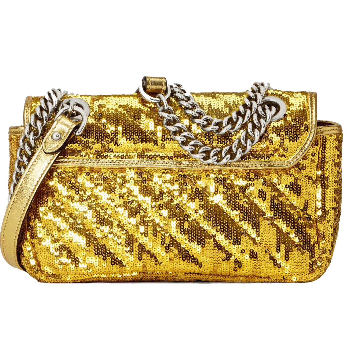 Gucci Flap Marmont GG Matelasse Gold Sequin Shoulder Bag 446744