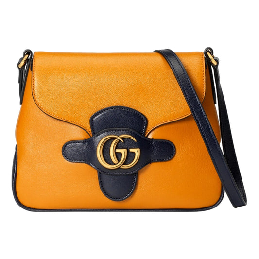 Gucci GG Burnt Orange Two-Tone Leather Shoulder Bag 648934