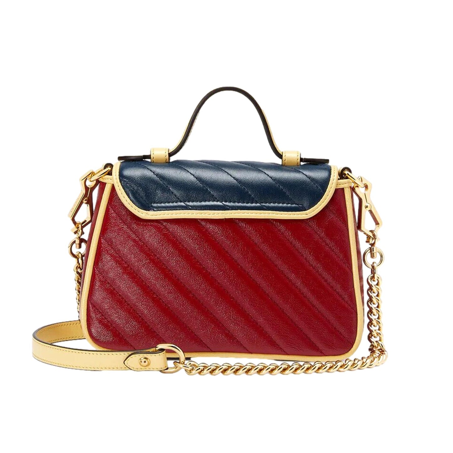 Gucci GG Marmont Red and Blue Leather Top Handle Bag 583571