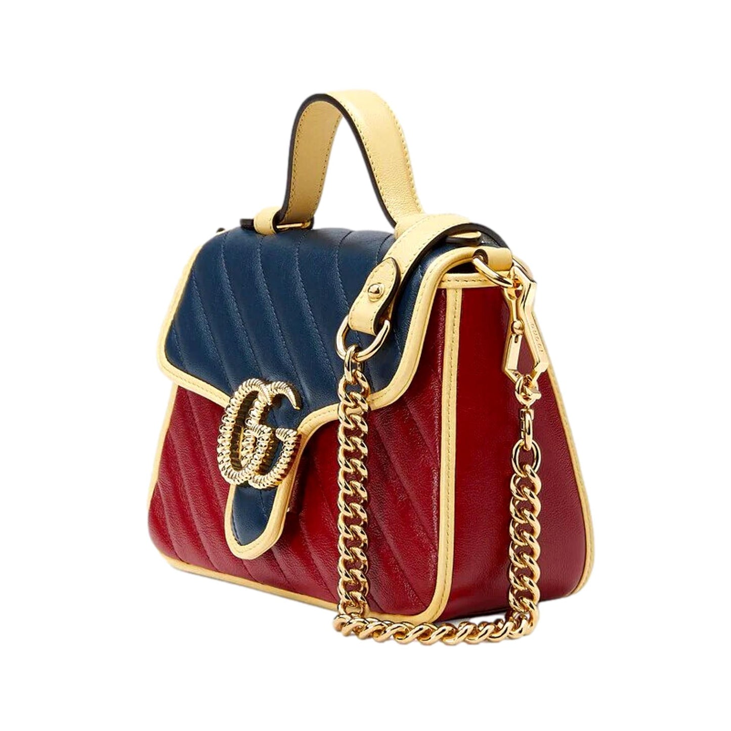 Gucci GG Marmont Red and Blue Leather Top Handle Bag 583571