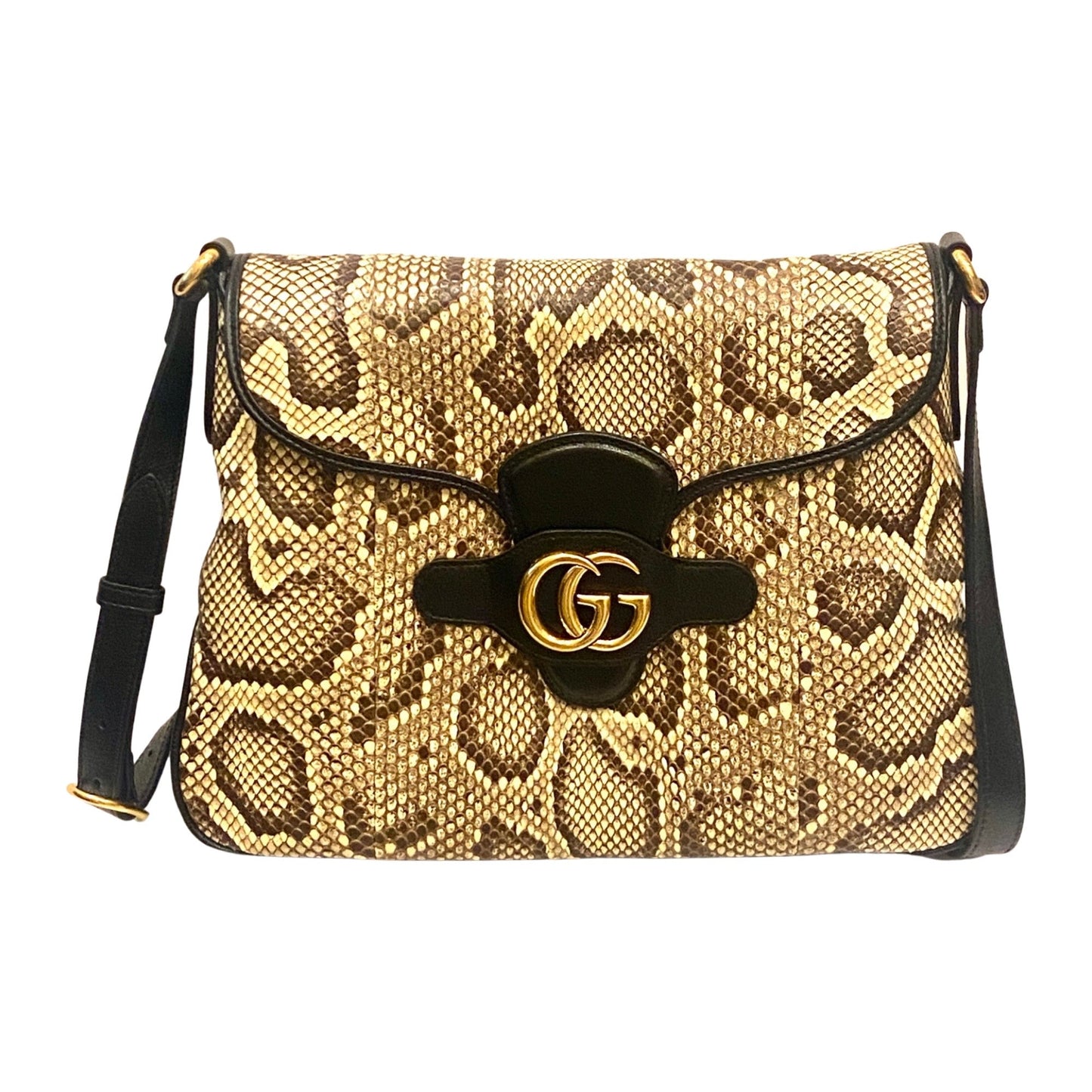 Gucci GG Neutral Python Printed Leather Shoulder Bag 648933