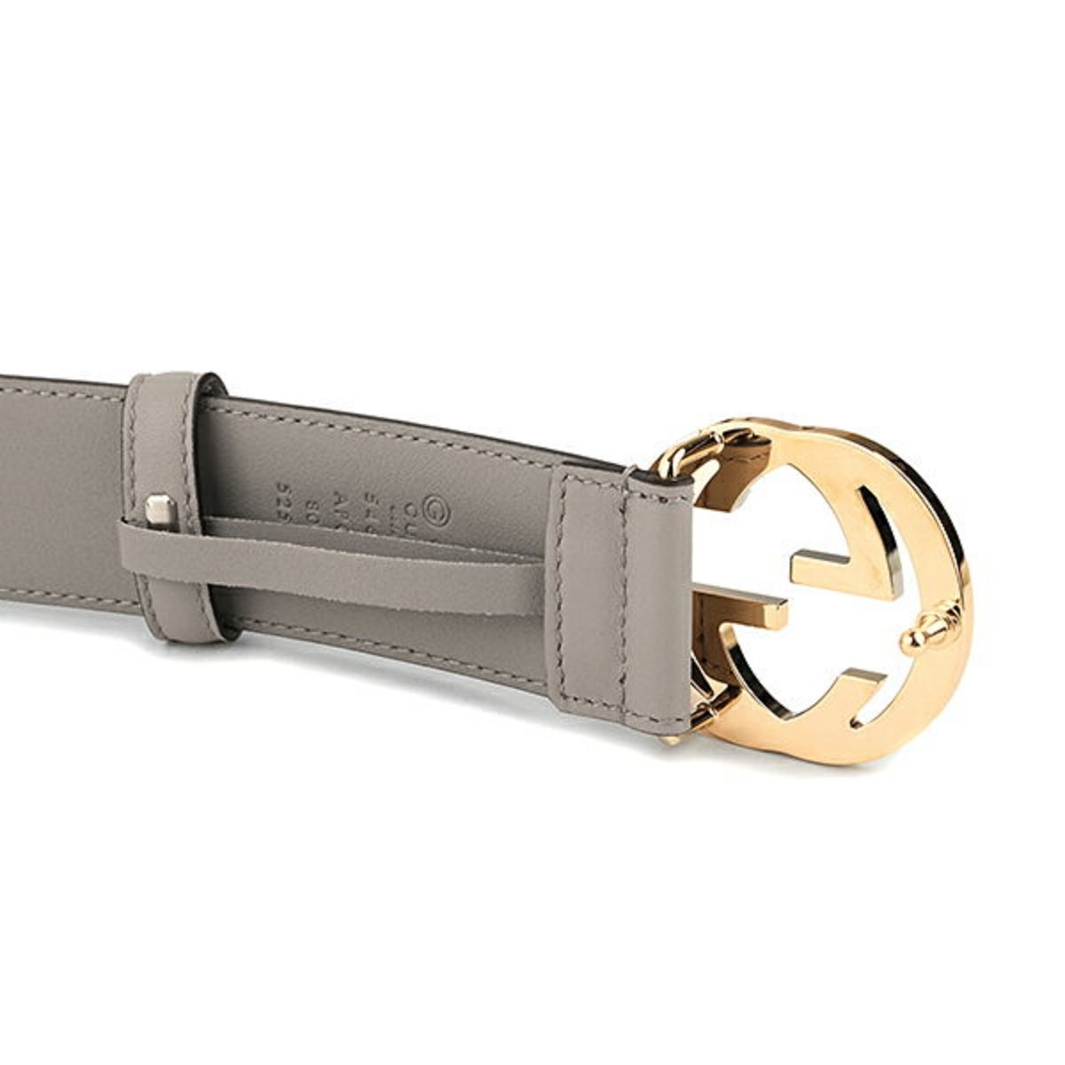 Gucci Storm Grey Leather Interlocking GG Buckle 95/38 Belt 546386