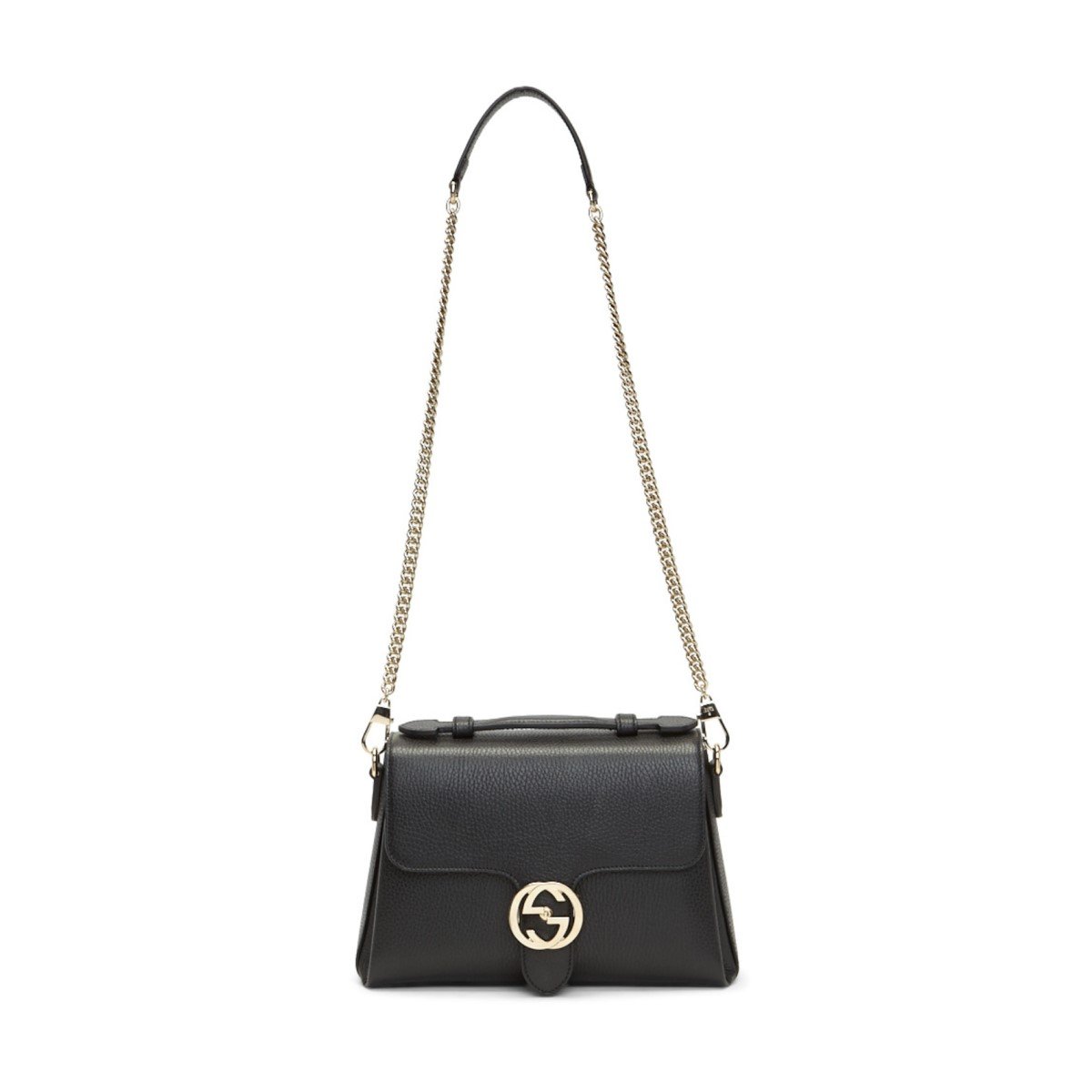 Gucci Interlocking G Black Leather Chain Shoulder Bag 510302