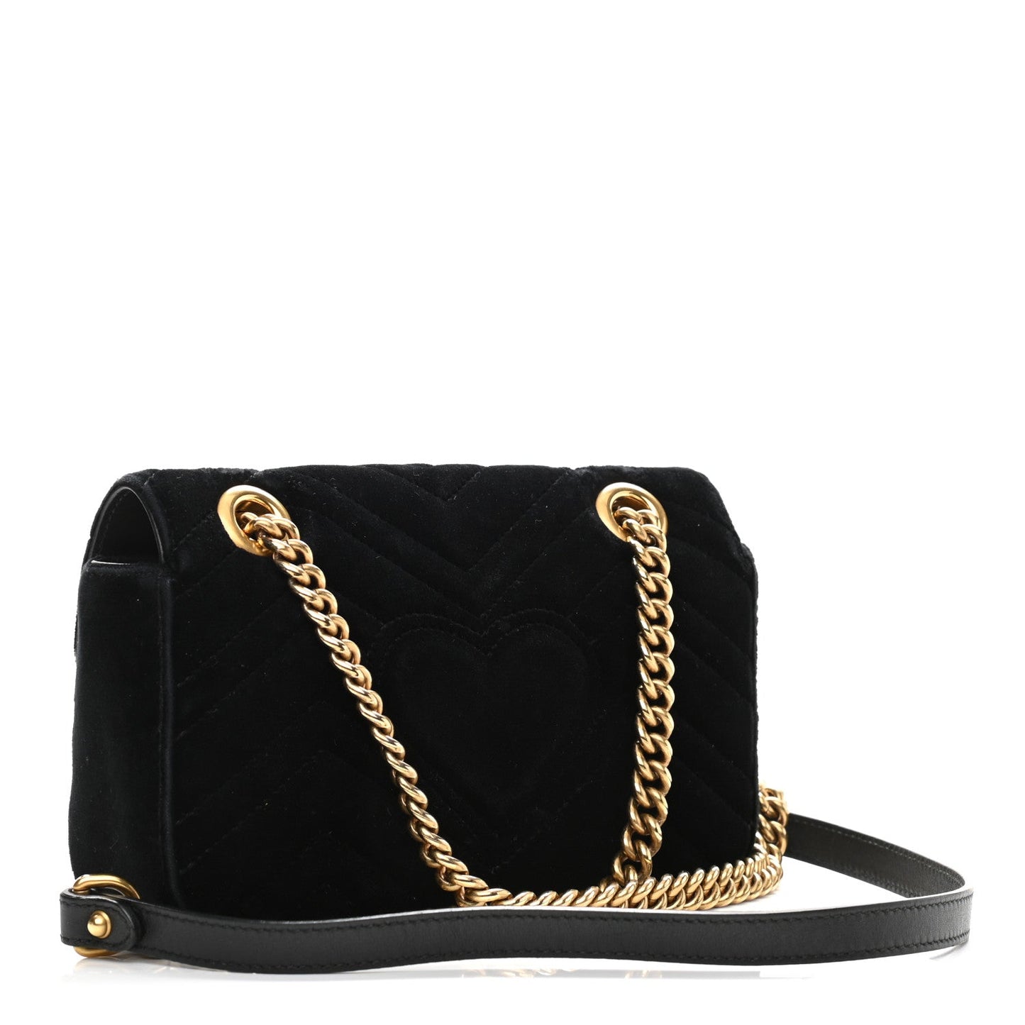 Gucci Marmont Black Velvet Leather Matelasse Shoulder Bag