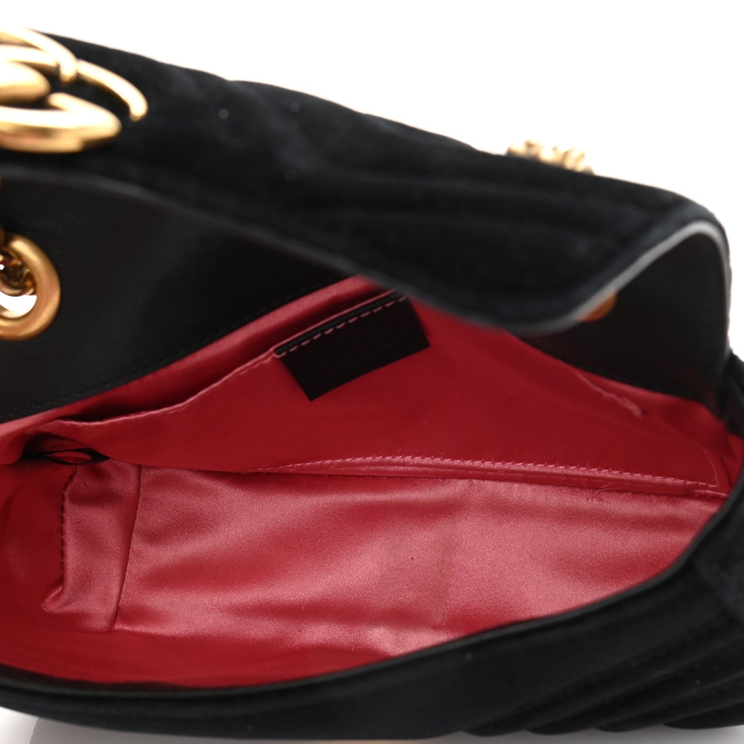 Gucci Marmont Black Velvet Leather Matelasse Shoulder Bag