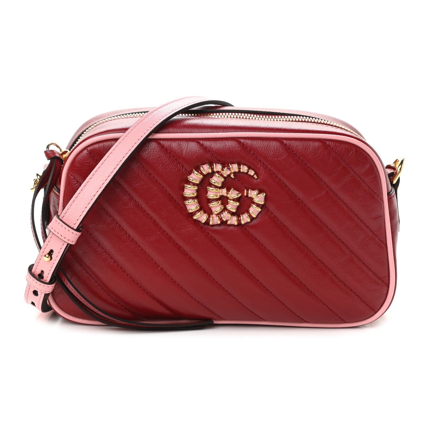 Gucci Marmont Red Leather Diagonal Matelasse Shoulder Bag 447632