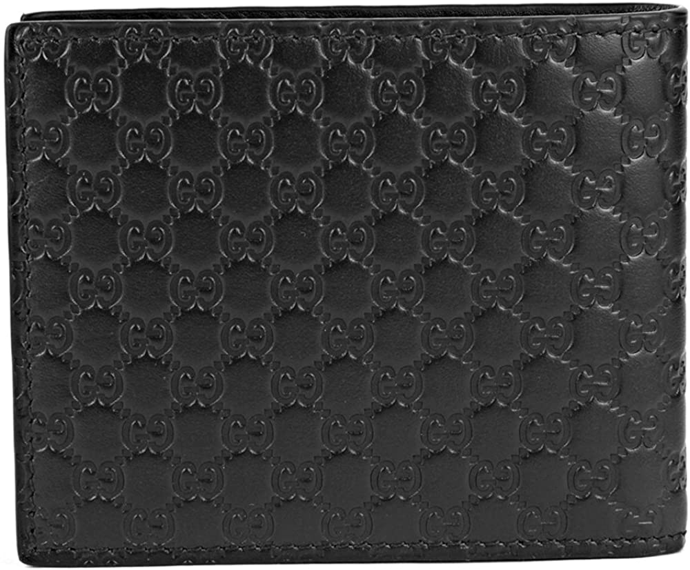 Gucci Men's Microguccissima GG Black Leather Bifold Wallet