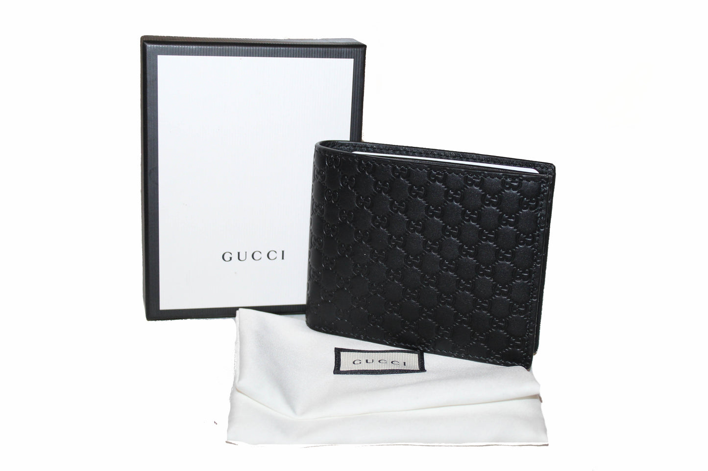 Gucci Men's Microguccissima GG Black Leather Bifold Wallet