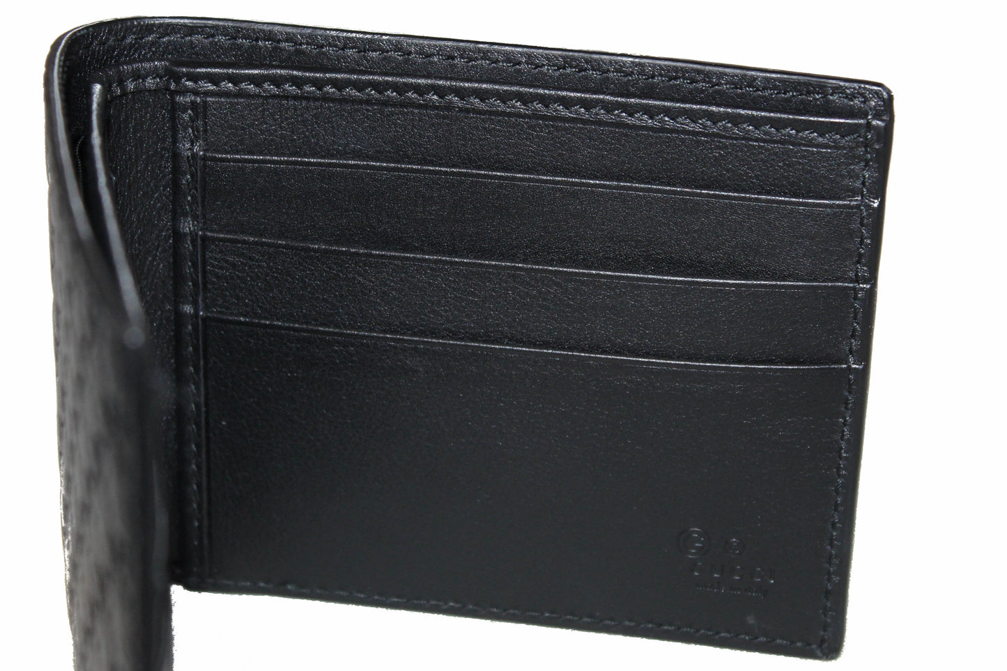 Gucci Men's Microguccissima GG Black Leather Bifold Wallet